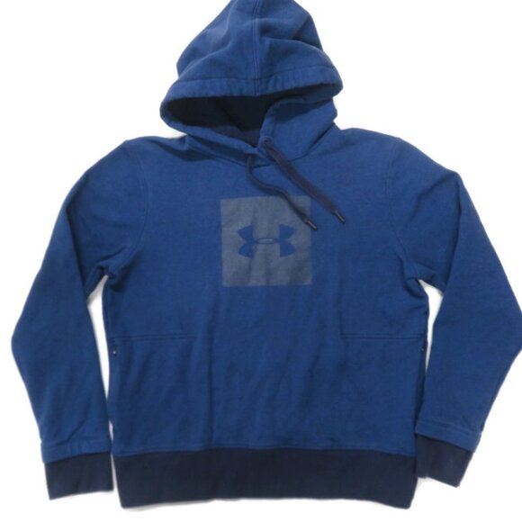 Under Armour Threadborne Hoodie Womens Medium Blue Loose Box Logo - Picture 1 of 6